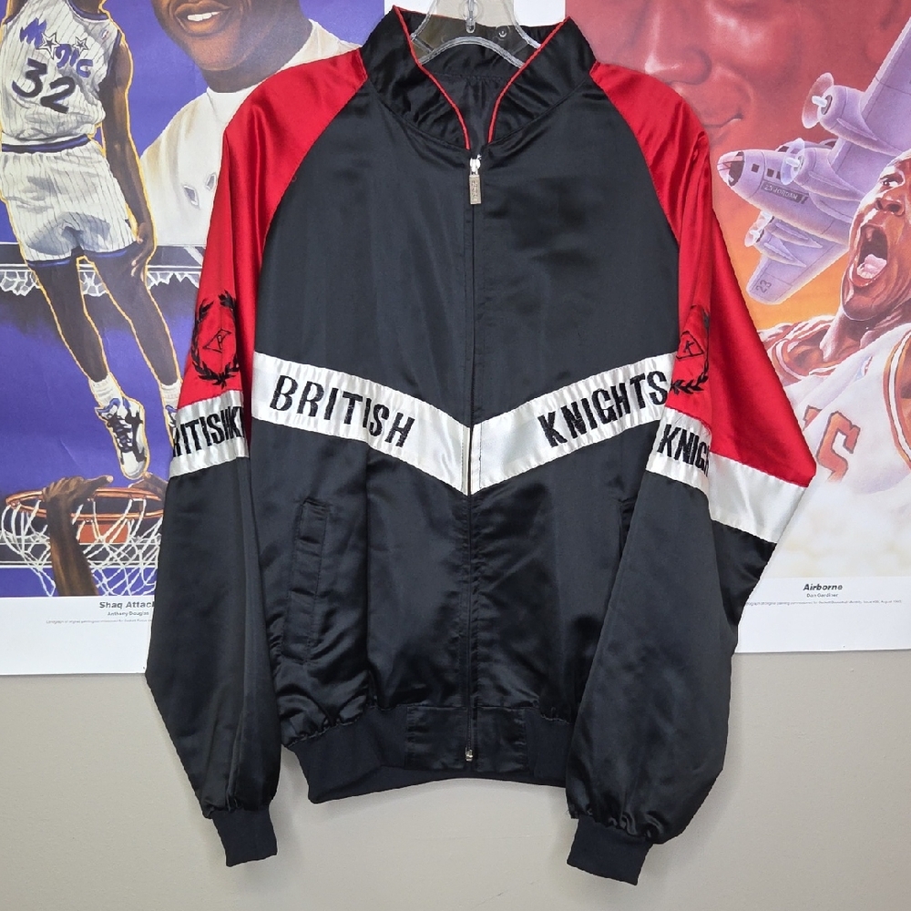 Vintage 80s British Knights Black and Red Windbreaker Jacket